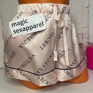VS S L XL XXL SATIN SLEEP SHORTS PAJAMA WAIST TIE SIGNATURE LOGO PALE PINK PEACH